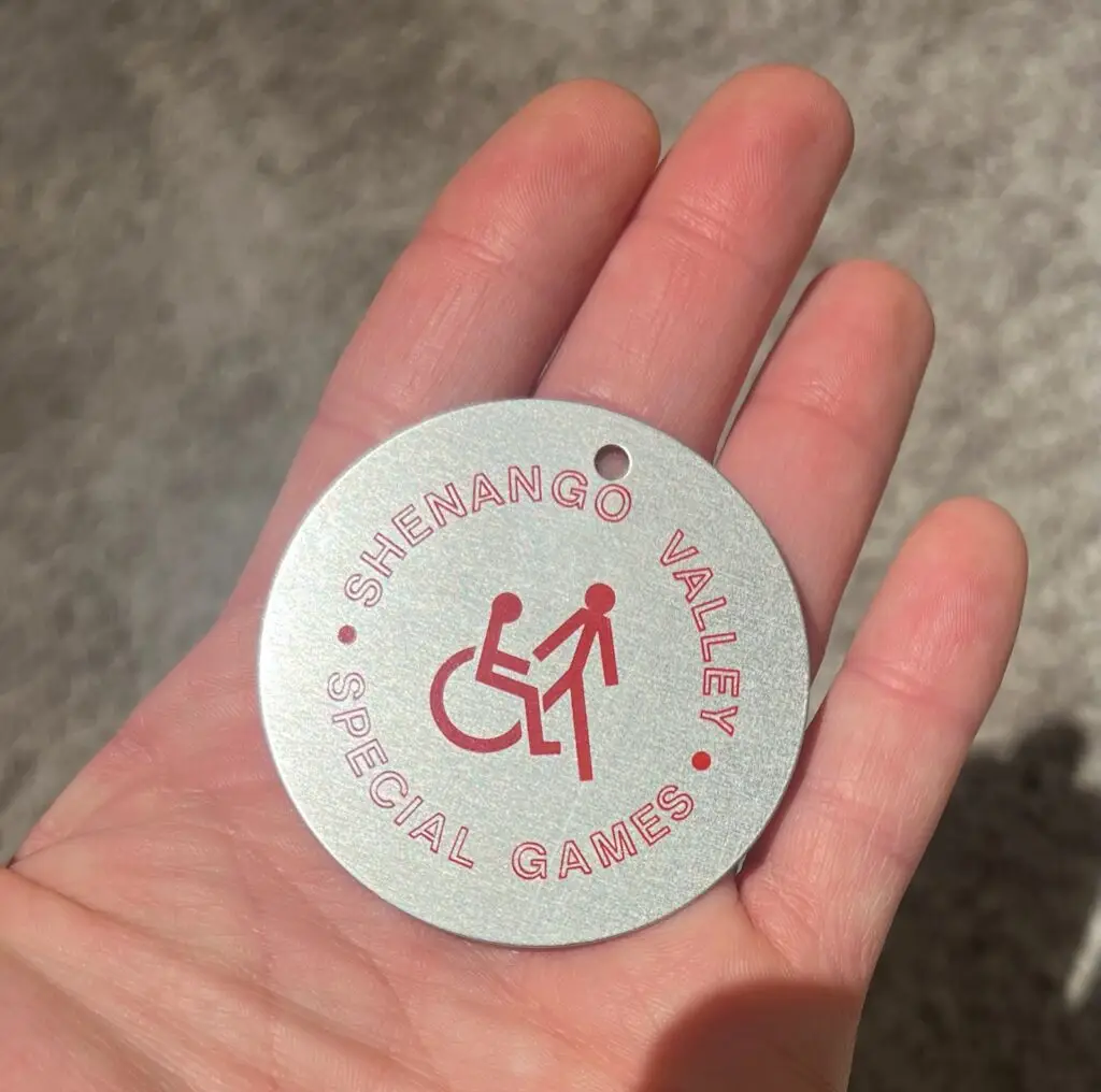 Metal tags for the Shenango Valley Special Games