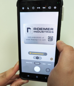 QR Code metal tag scanned using smart phone