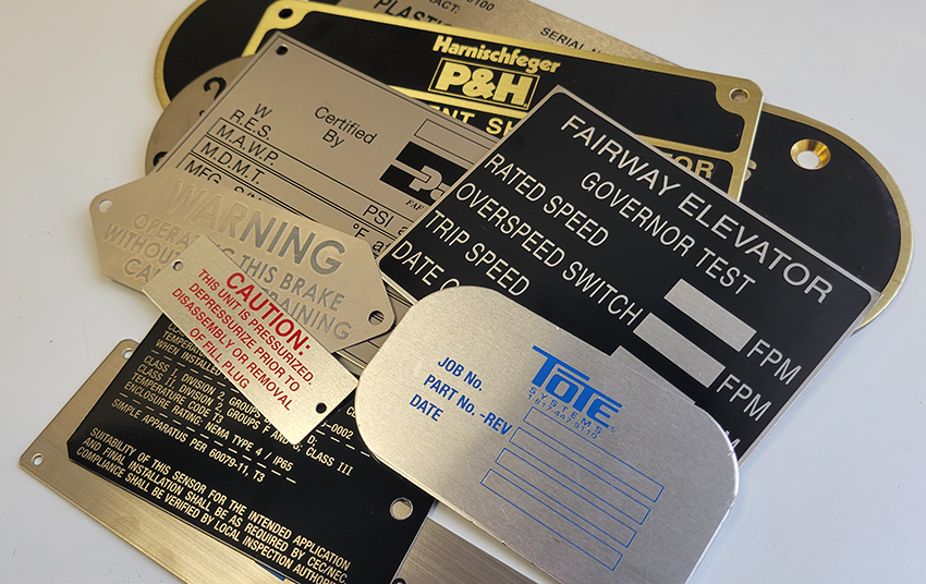 Custom etched metal tags for various, industrial companies Custom etched metal tags for various, industrial companies.